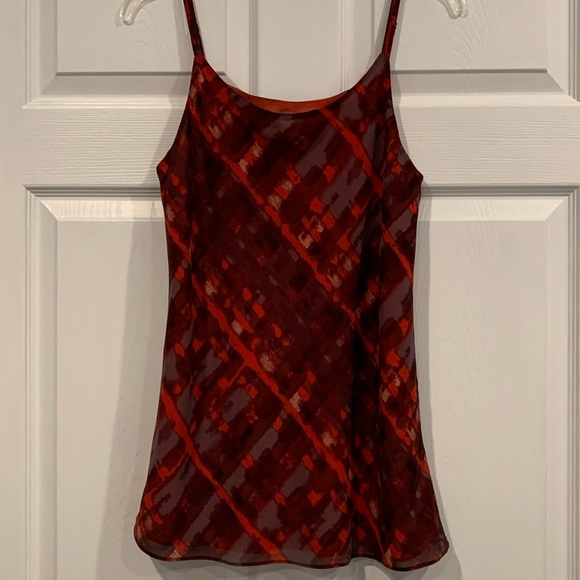 CAbi Red & Maroon/Dark Red Tank Blouse, 100% polyester, S - Picture 4 of 15